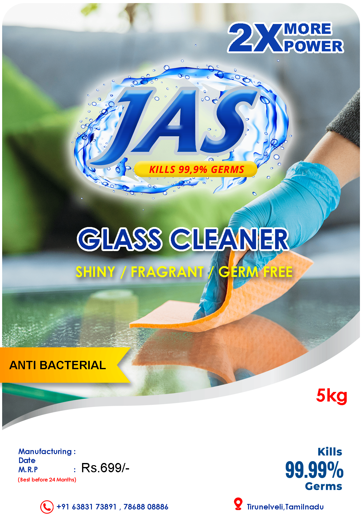 Glass cleaner sticker copy